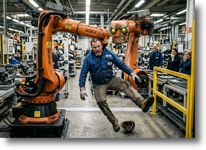 Werker geriet zum Missfallen eines Roboters
